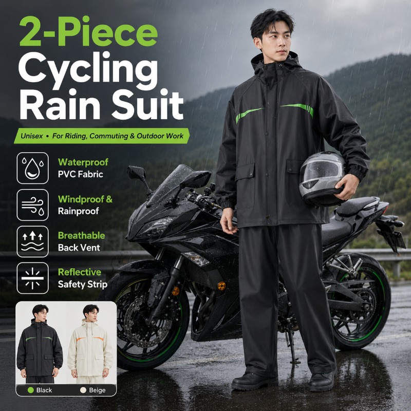 Unisex 2-Piece Waterproof Cycl - Cycling Commuter Rain Jacket recension och pris